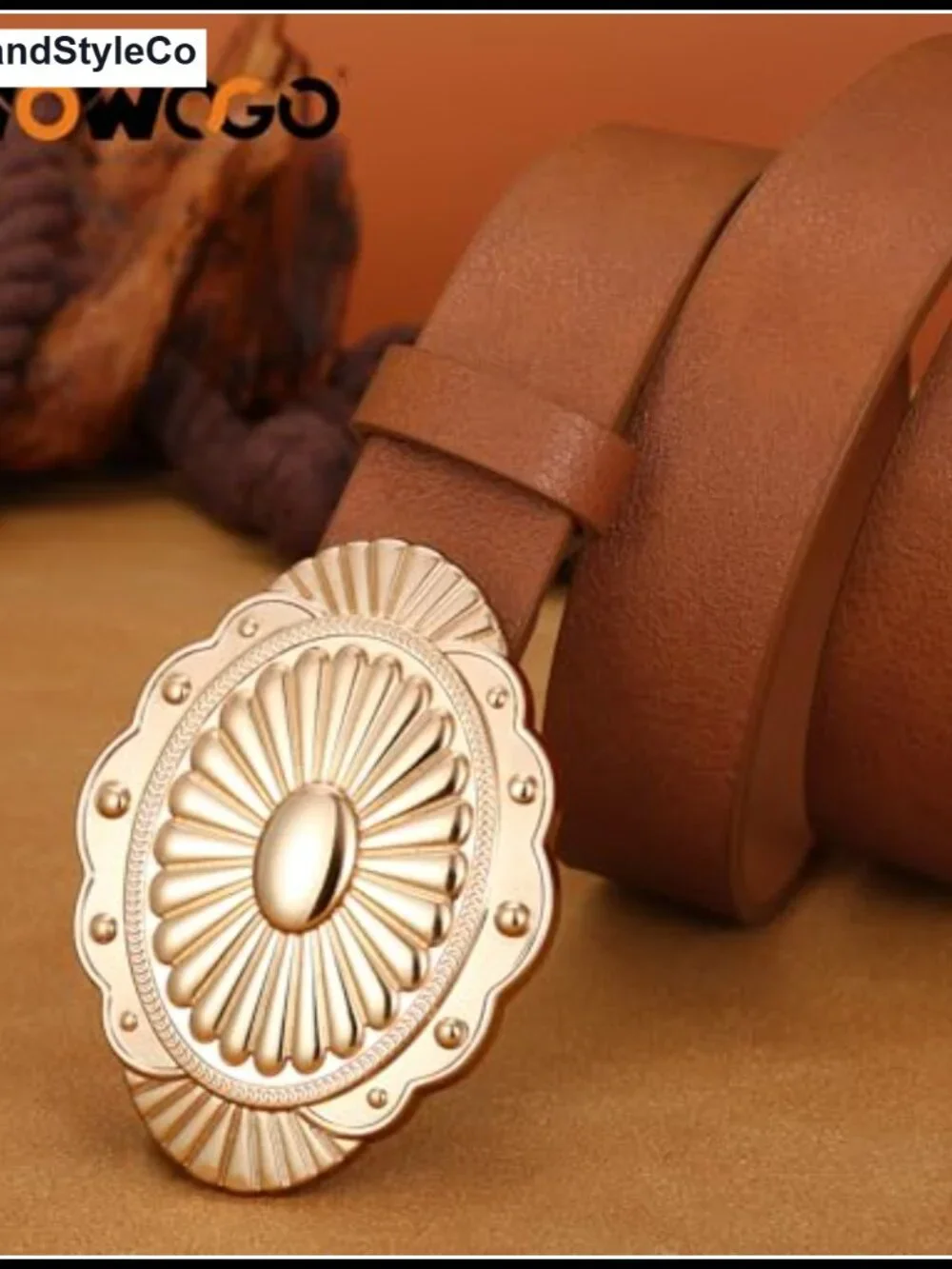 Vintage Leather Western Belt with Turquoise Concho Buckle